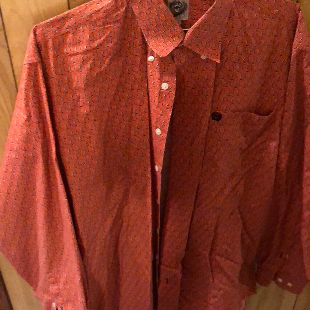 Cinch Shirt- orange with Paisleys